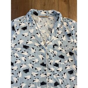 My Danielle Blue Sheep Print Pajama Set XXL Short Sleeve Button Top‎ and Pants
